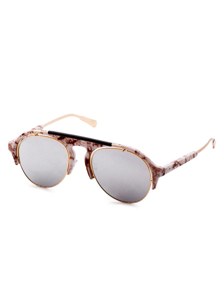 Romwe Marble Frame Silver Lens Sunglasses