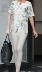 Romwe Ink Print Split Dip Hem Two Pieces Top With Pant