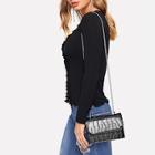 Romwe Crocodile Pattern Chain Crossbody Bag