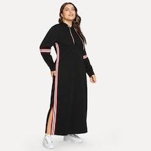 Romwe Plus Striped Tape Side Sweatshirt Dress