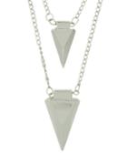 Romwe Two Layers Silver Triangle Pendant Necklace