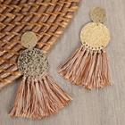 Romwe Hammered Earrings With Tassel Accent