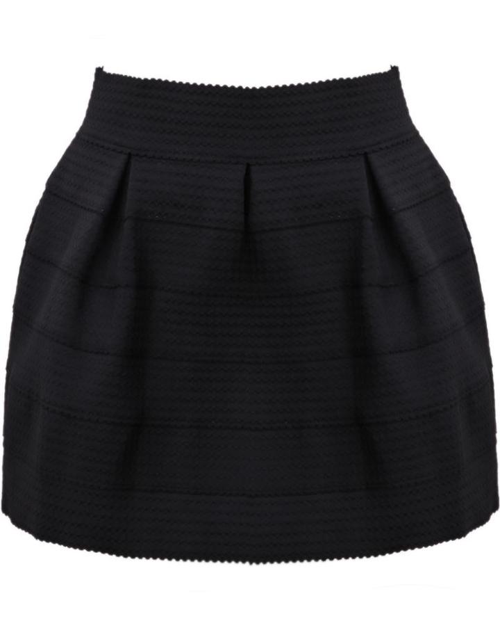 Romwe Zipper Striped Flare Skirt
