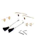 Romwe Star And Tassel Design Stud Earring Set