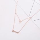 Romwe Letter Detail Layered Gold Plated Necklace