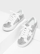 Romwe Star Patch Glitter Lace Up Sneakers