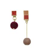 Romwe Red Colorful Enamel Cotton Ball Hanging Drop Earrings