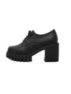 Romwe Black Lace-up Chunk Sole Loafers