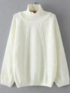 Romwe White Turtleneck Raglan Sleeve Sweater