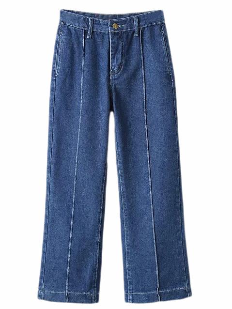 Romwe Dark Blue High Waist Wide Leg Denim Pants