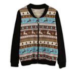 Romwe Cedar And Elk Print Dual-tone Jacket