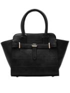 Romwe Black Quilting Plaid Pu Tote Bag