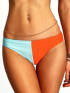 Romwe Blue-orange Color Block Low-rise Bikini Bottoms