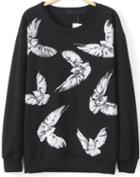 Romwe Eagle Print Loose Sweatshirt