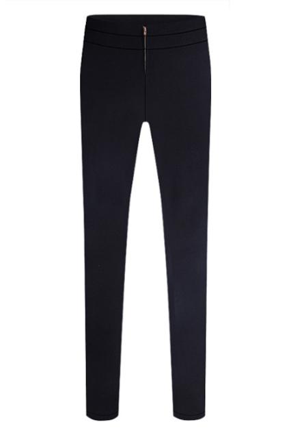 Romwe Zippered High-elastic Waist Slim Pants
