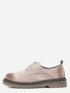 Romwe Light Brown Distressed Rubber Sole Oxford Shoes