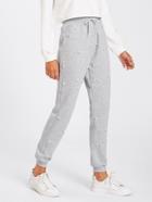 Romwe Pearl Beading Heathered Knit Sweatpants
