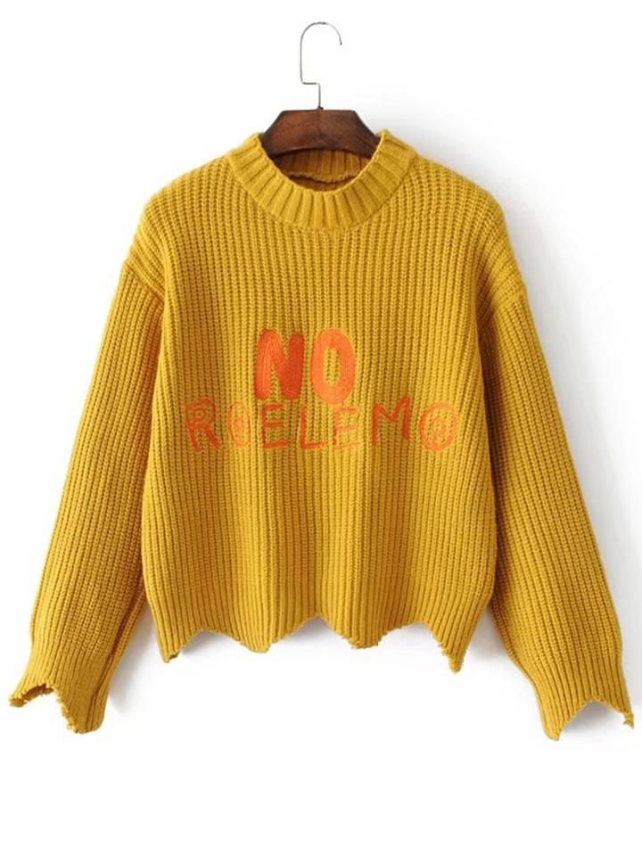 Romwe Zigzag Trim Drop Shoulder Sweater