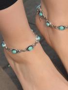Romwe 1pc Boho Chic Anklets Ethnic Jewelry Chain Blue Stone Anklets