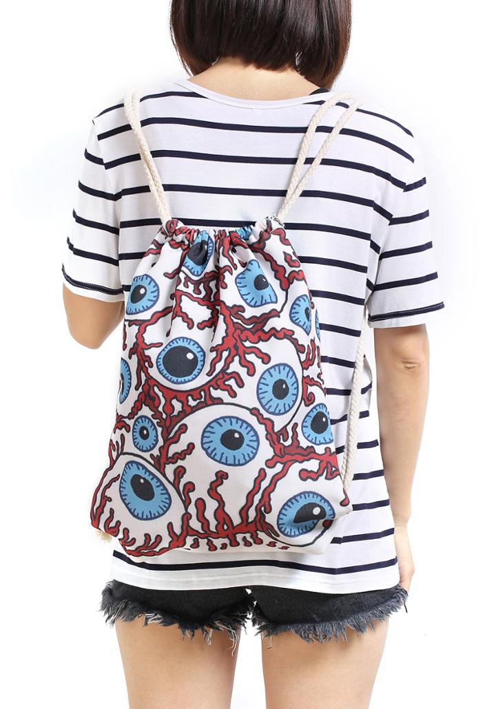 Romwe White Eyes Print Backpacks