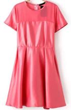 Romwe Short Sleeve With Zipper Red Pleated Dress