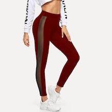 Romwe Sheer Mesh Panel Side Leggings