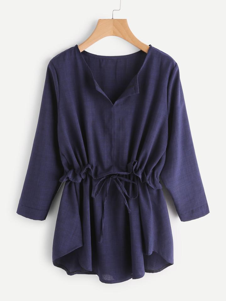 Romwe Drawstring Waist Blouse