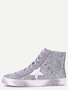 Romwe Silver Sequin Round Toe High Top Sneakers