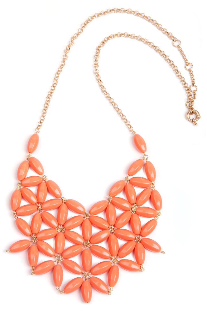 Romwe Red Flowers Collar Chain Necklace