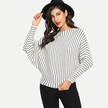 Romwe Batwing Sleeve Striped Top