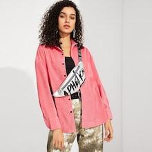 Romwe Pocket Patched Corduroy Shirt