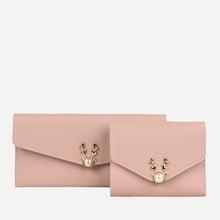 Romwe Faux Pearl Decor Wallet 2pcs