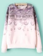 Romwe Letters Floral Print Ombre Sweatshirt