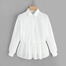 Romwe Single Breasted Ruffle Hem Blouse