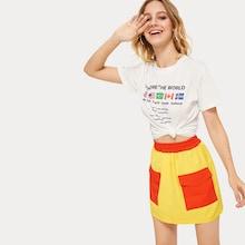 Romwe Pocket Detail Elastic Waist Skirt