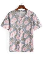 Romwe Allover Flower Print T-shirt