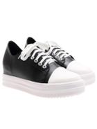 Romwe Black White Thick-soled Shoelace Flats
