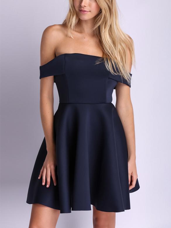 Romwe Off-the-shoulder Flare Dress