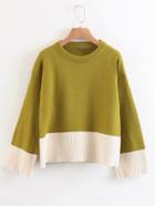 Romwe Two Tone Drop Shoulder Ribbed Sweater