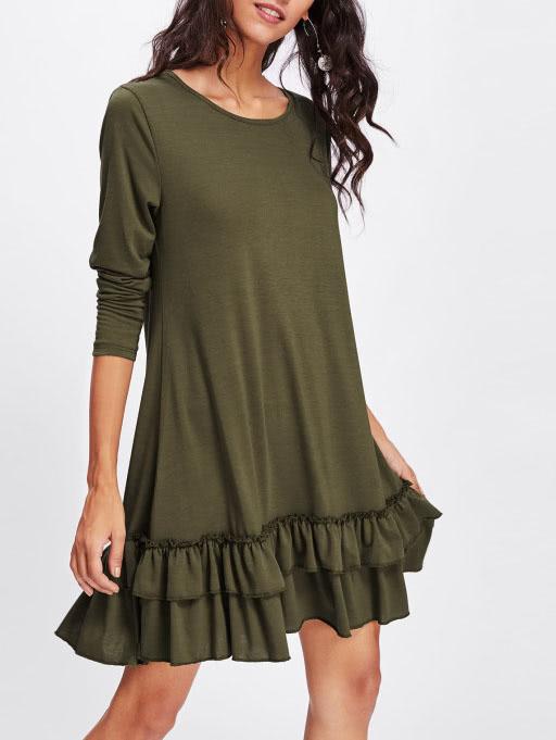 Romwe Layered Frill Hem Knit Dress
