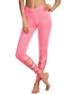 Romwe Pink Wide Waistband Tie Up Leggings