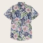 Romwe Guys Jungle & Flower Print Shirt