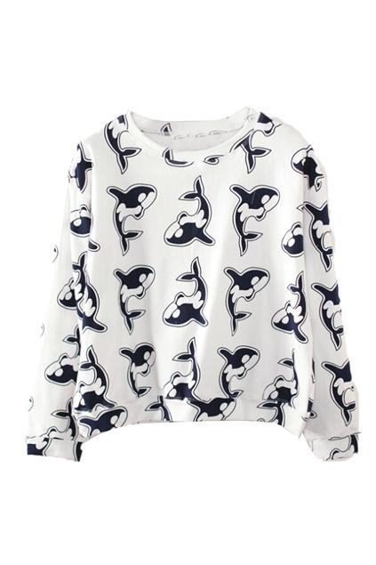 Romwe Dolphin Print Midriff T-shirt