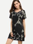 Romwe Black Tie Dye T-shirt Dress