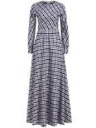Romwe Long Sleeve Plaid Maxi Dress