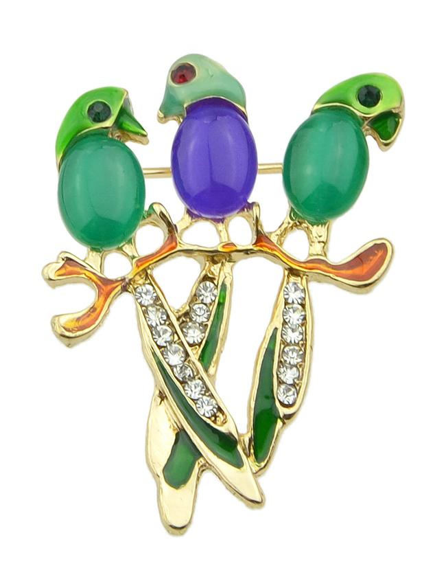 Romwe Multicolors Cute Parrot Small Brooch
