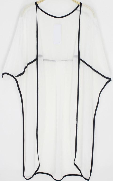 Romwe Bat Sleeve Chiffon White Top