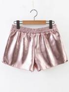 Romwe Pink Elastic Waist Loose Shorts