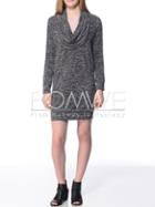 Romwe Grey Long Sleeve Cowl Neck Dress