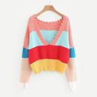 Romwe Cut & Sew Frayed Edge Jumper
